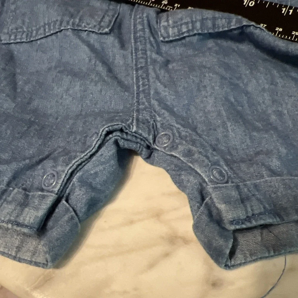 Disney Baby Mickey Mouse Pluto Blue Denim Shortall Overalls Toddler 18M Playwear